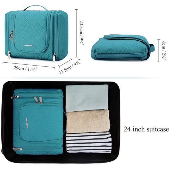 Travel Toiletry Bag for Women, Hanging Toiletry Bag with Hook, Travel Cosmetic - Picture 3 of 6